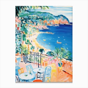 Cala Goloritz, Sardinia   Italy Beach Club Lido Watercolour 2 Canvas Print