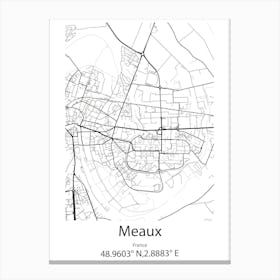 Meaux,France Minimalist Map Canvas Print