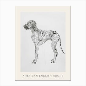 American English Hound Dog Line Sketch 1 Poster Canvas Print
