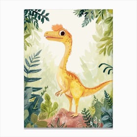 Archaeopteryx Dinosaur Watercolour Plant Illustration Canvas Print