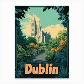 Aihrgdesign A Retro Travel Poster For Dublin Canvas Print