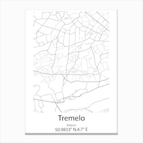 Tremelo,Belgium Minimalist Map Canvas Print