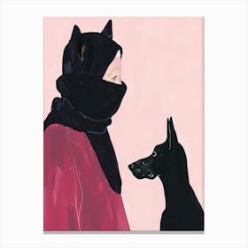 Woman And A Dog 2 Canvas Print