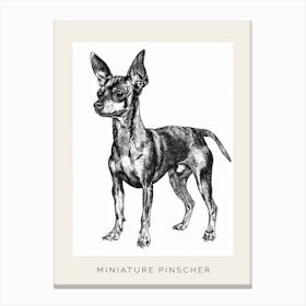 Miniature Pinscher Dog Line Sketch 2 Poster Canvas Print