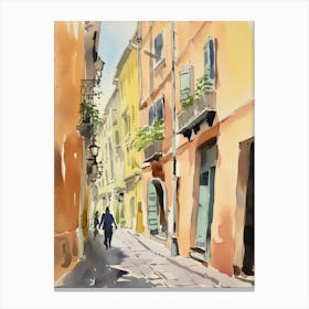 Livorno, Italy Watercolour Streets 1 Canvas Print