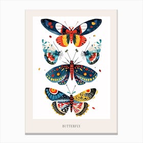 Colourful Insect Illustration Butterfly 14 Poster Canvas Print
