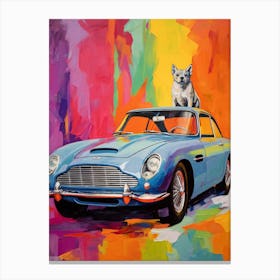 Aston Martin Db5 Vintage Car With A Dog, Matisse Style Painting 1 Canvas Print