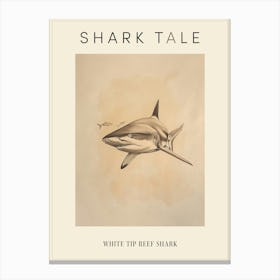 White Tip Reef Shark Vintage Illustration 3 Poster Canvas Print