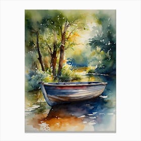 Watercolor Boat Painting Canvas Print