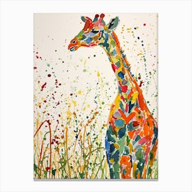 Giraffe In The Foliage Watercolour Inspired 1 Canvas Print