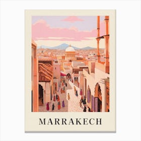 Marrakech Morocco 4 Vintage Pink Travel Illustration Poster Canvas Print