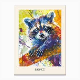Raccoon Colourful Watercolour 3 Poster Canvas Print