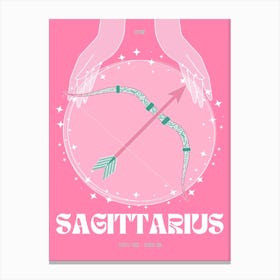 Hot Pink Zodiac Sagittarius Canvas Print