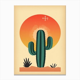 Cactus In The Desert Illustration 3 Canvas Print
