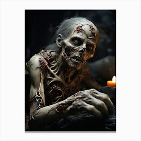 Zombie Holding A Candle 1 Canvas Print