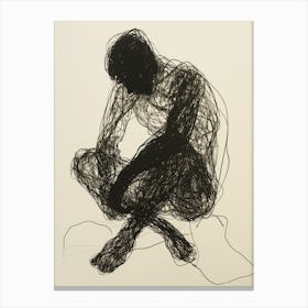 'Sitting' Minimalist Line Art Monoline Illustration Canvas Print