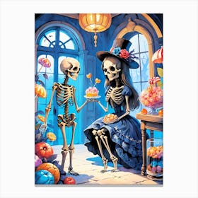 Cute Halloween Skeleton Family Painting (36) Canvas Print