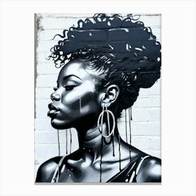 Graffiti Mural Of Beautiful Black Woman 86 Canvas Print