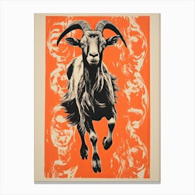 Goat, Woodblock Animal Drawing 3 Canvas Print