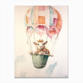 Baby Goat 2 In A Hot Air Balloon Canvas Print