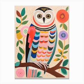 Pink Scandi Snowy Owl 2 Canvas Print