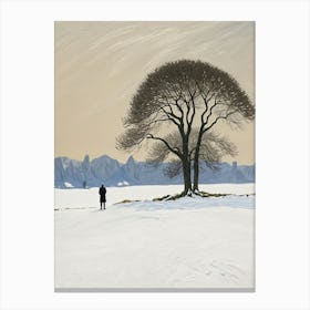 Lone Tree Snow Silhouette Canvas Print