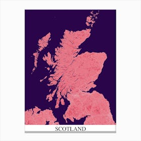 Scotland Pink Purple Map Canvas Print