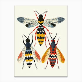 Colourful Insect Illustration Wasp 3 Canvas Print