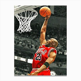 Michael Jordan Of The Chicago Bulls Goes Up For A Dunk 05 June Beating Adam Keefe Of The Utah Jazz Canvas Print