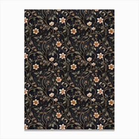 Black Floral Wallpaper Canvas Print