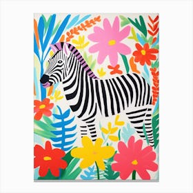 Colourful Kids Animal Art Zebra 5 Canvas Print