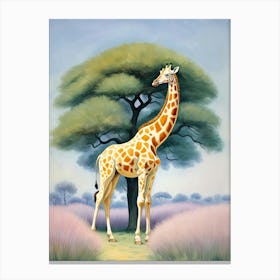 Giraffe By The Acacia Canvas Print