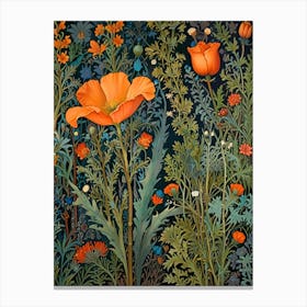 William Morris Poppies In The Meadow Canvas Print