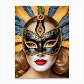A Woman In A Carnival Mask (11) Canvas Print