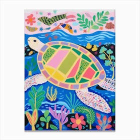 Maximalist Animal Painting Sea Turtle 1 Canvas Print