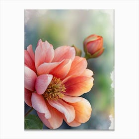 Pink Flower Watercolor Painting Canvas Print