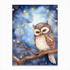 Baby Owl 1 Sleeping In The Clouds Canvas Print