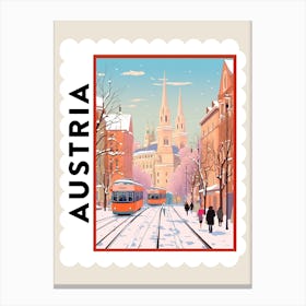 Retro Winter Stamp Poster Vienna Austria 1 Canvas Print