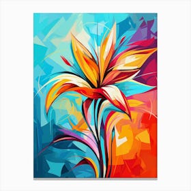 Lily Flower III, Abstract Vibrant Colorful Painting in Van Gogh Style Canvas Print