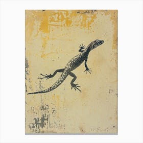 Yellow Oustalets Lizard Block Print 3 Canvas Print