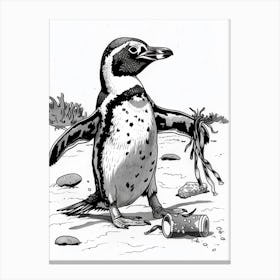 African Penguin Playing 4 Canvas Print