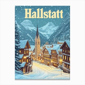 Aihrgdesign A Mid Century Modern Travel Poster For Hallstatt 2 Canvas Print