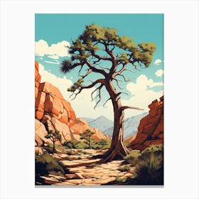  Retro Illustration Of A Joshua Tree In Rocky Mountain 1 Canvas Print