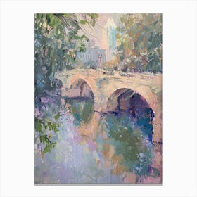 Congress Avenue Bridge Austin Texas Oil Painting 2 Canvas Print