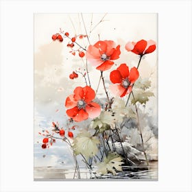 Poppies By The Water Canvas Print
