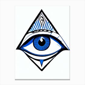 Eye Of Horus, Symbol, Third Eye Blue & White 1 Canvas Print