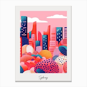Poster Of Sydney, Illustration In The Style Of Pop Art 3 Canvas Print