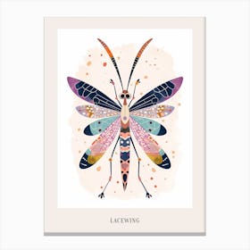 Colourful Insect Illustration Lacewing 4 Poster Canvas Print