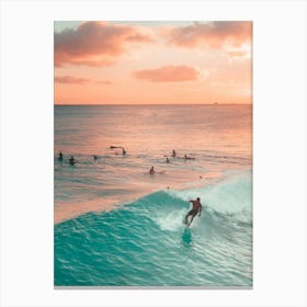 Sunset Surfers Canvas Print