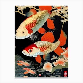 Sanke Koi, Fish Ukiyo E Style Japanese Canvas Print
